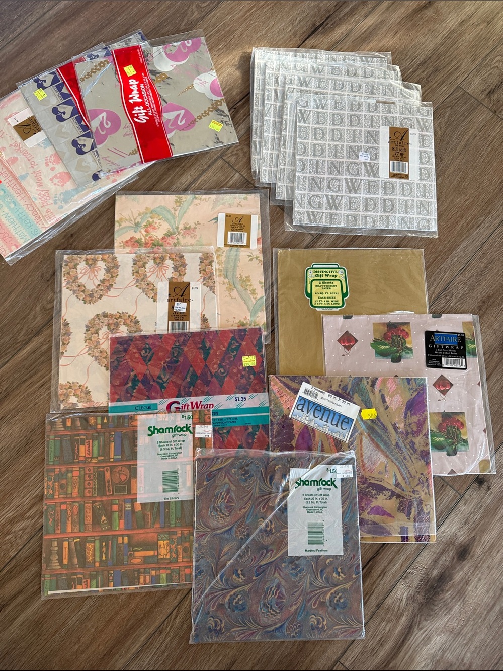 Mixed Gift Wrap Sheets - Multicolor Assortment - VINTAGE UNOPENED